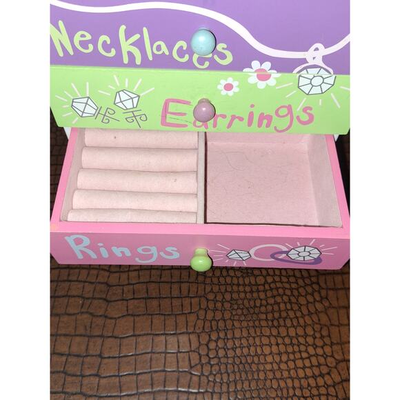 Kohl’s 4 Drawer Jewelry Box - Necklace Ring Earring Bracelet - Polka Dot - Picture 4 of 8